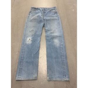 Levi's 501 Jeans Mens 35x36 Blue Denim Distressed Straight Fit Streetwear Skater